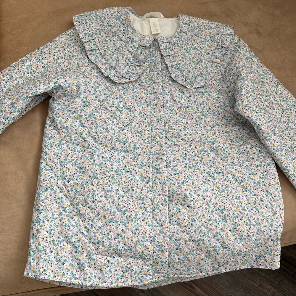 🔔H&M Floral Patterned Jacket with Ruffled Collar